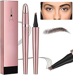 Crayon à Sourcils 2026 – Microblading 3D Imperméable avec 4 Pointes, Longue Tenue pour un Maquillage Naturel et Précision Parfaite (Marron foncé)
