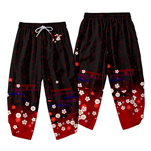 Image of DOSLAVIDA Men's Japanese Kimono Jacket Set Stylish Open Front Coat With Shorts Chinese Style Printed Cardigan Suit