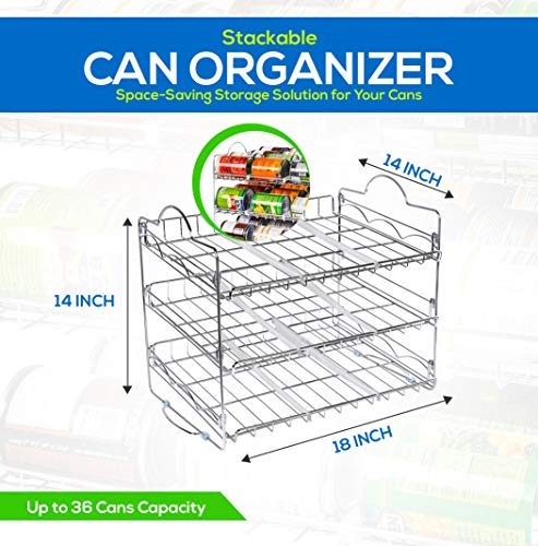 Utopia Kitchen Storage Can Rack Organizer, Stackable Can Organizer Holds Upto 36 Cans For Kitchen Cabinet Or Pantry (Chrome) #TOP1