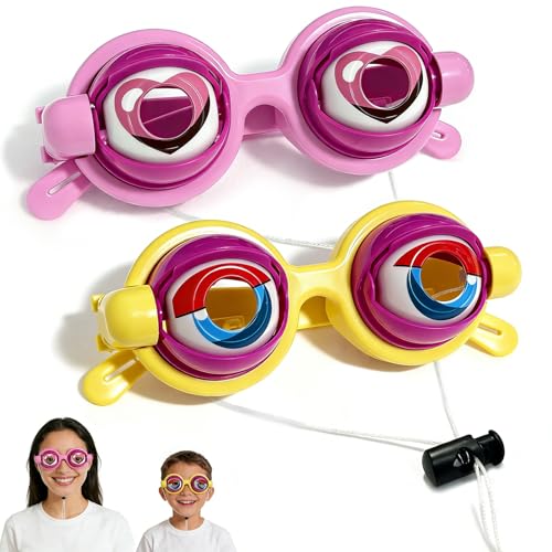 Plman 2PCS Crazy Eyes Glasses Funny Prop Glasses Blinking Eye Glasses Party Photo Props for Show Crazy Eye Glasses Fit Novelty Gag Gifts for Adults(Pink)