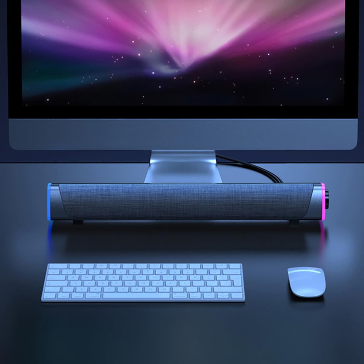 KOMBIUDA Soundbar Cablato Stereo Subwoofer Integrato, Casse Sonore Doppio Altoparlante Nero, Potenza 6w per Computer Desktop e Uso Domestico