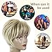 PHOCAS Pixie Cut Wigs Short Stylish Fluffy Layer Wig None Lace Replacement Wig with Bangs for Women Brown Mix Blonde Wig Short