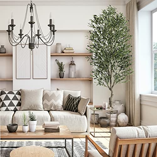 VIAGDO-Artificial-Olive-Tree-7ft-Tall-Fake-Potted-Olive-Silk-Tree-with-Planter-Large-Faux-Olive-Branches-and-Fruits-Artificial-Tree-for-Home-Office-Living-Room-Decor-Indoor-2232-Leaves VIAGDO Artificial Olive Tree 7ft Tall Fake Potted Olive Silk Tree with Planter Large Faux Olive Branches and Fruits Artificial Tree for Home Office Living Room Decor Indoor 2232 Leaves