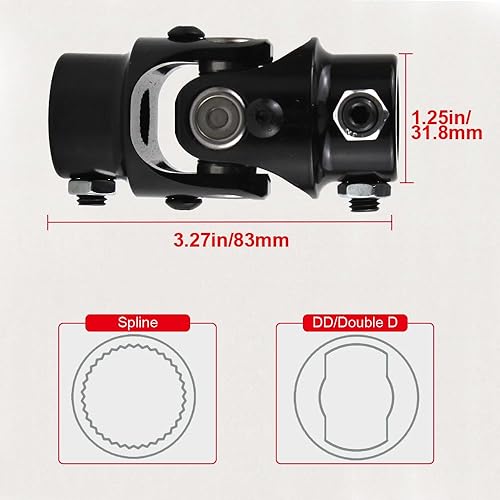 Miniatura 24 de COOL STAR 3/4"-30 Spline x 3/4" DD Dirección Negra Junta Universal Solo U Junta Eje 3.268 in (3-1/4") Ángulo de Trabajo Universal 35° Grado