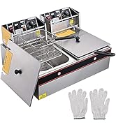 WeChef Commercial Deep Fryer 24L 5000W with Dual Tank Baskets Stainless Steel Electric Countertop...