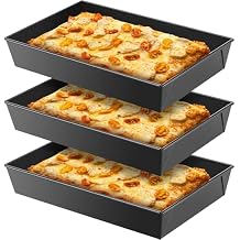 3 Pcs Detroit Style Pizza Pan 10 x 14 x 2.36 Inch Non Stick Rectangle Deep Pizza Pans Pre Seasoned Sicilian Style Pan Dish Bakeware Kitchenware Black