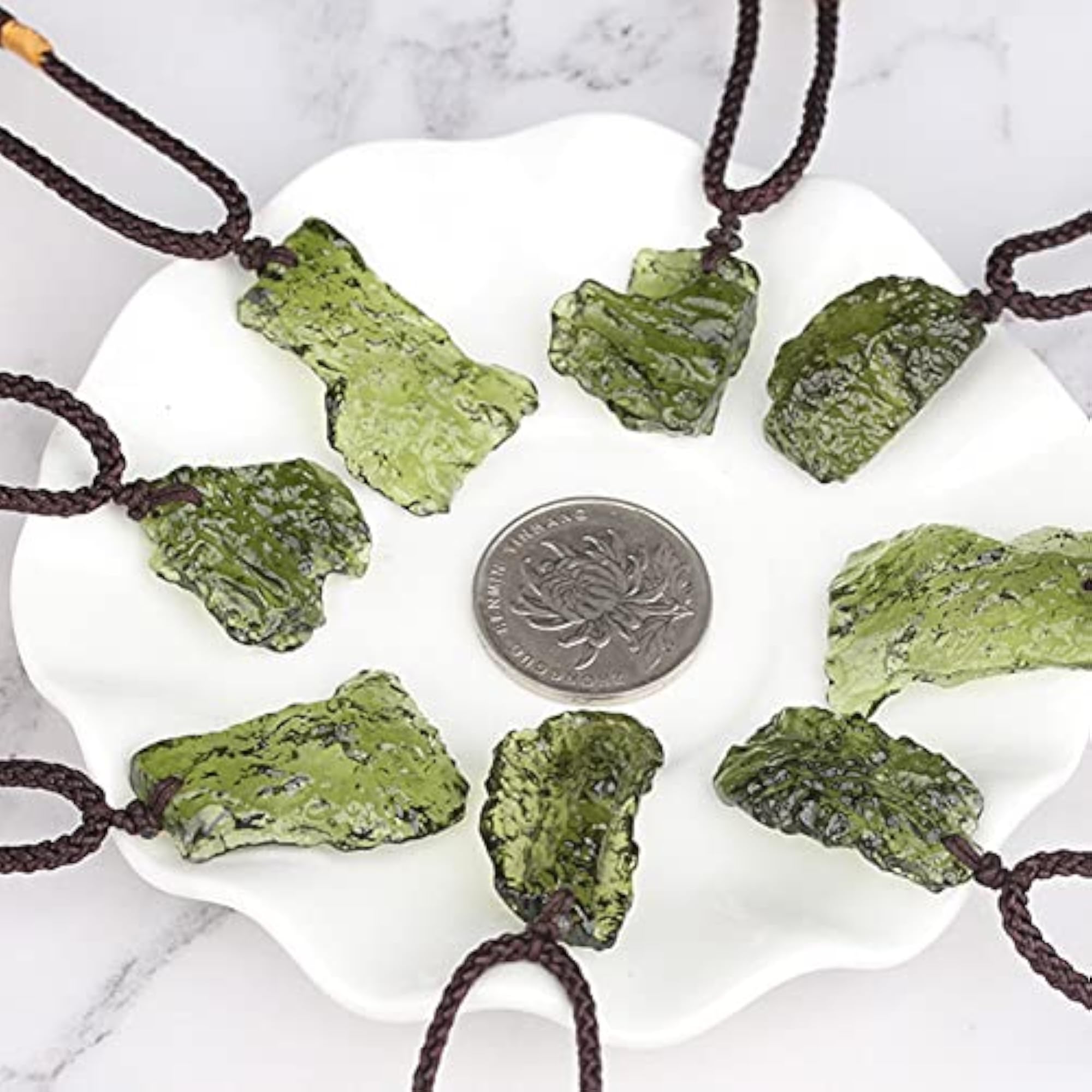 Natural Moldavite Green Aerolites Crystal Pendant Necklace
