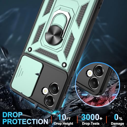 Gritup for Samsung Galaxy A05 Case with Screen Protector[2 Pcs] with Slide Camera Cover, 360°Rotation Ring Kickstand丨 [Military Grade] Heavy Duty Shockproof Protection,Dark Green - image 5