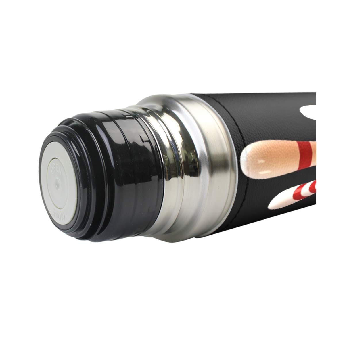 Taza de viaje aislada al vacío de acero inoxidable con doble pared a prueba de fugas, diseño deportivo de bolos, estampado personalizado impreso en piel auténtica, termo termo de 500 ml