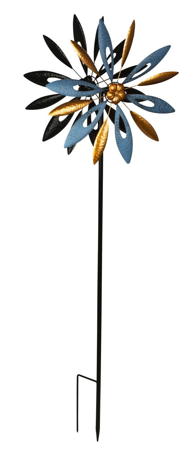 Windrad Windspiel Mehrfarbig aus Metall als Gartenstecker Höhe 183 cm ⌀ 59 cm