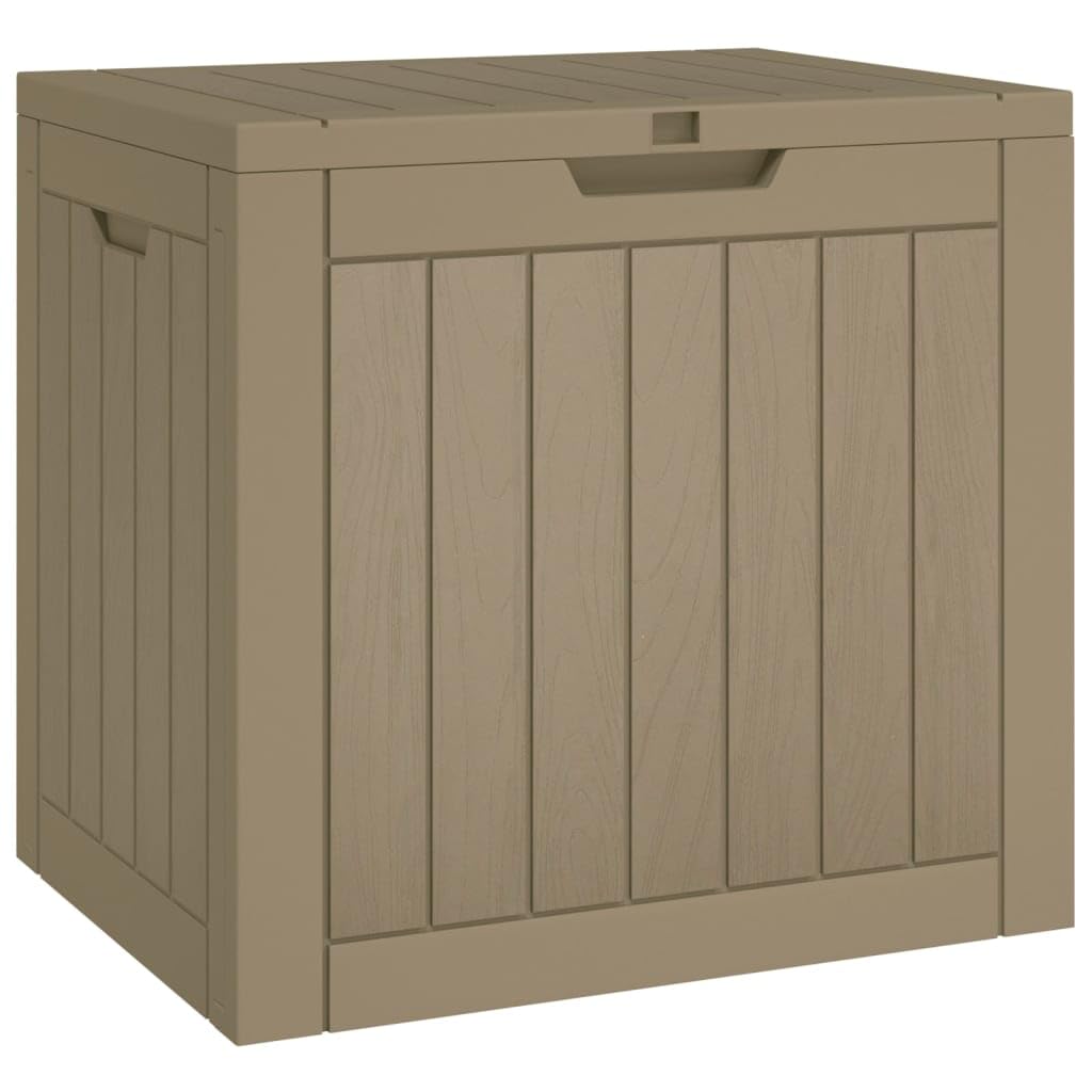 vidaXL Garden Storage Box, Outdoor Table with Storage, Patio Deck Side Coffee Tea Table with Handles, Modern Style, Grey Polypropylene