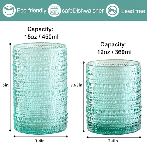 Image of ZMOWIPDL Drinking Glasses Set of 12,Light Blue 12oz & 15oz Glass Cups