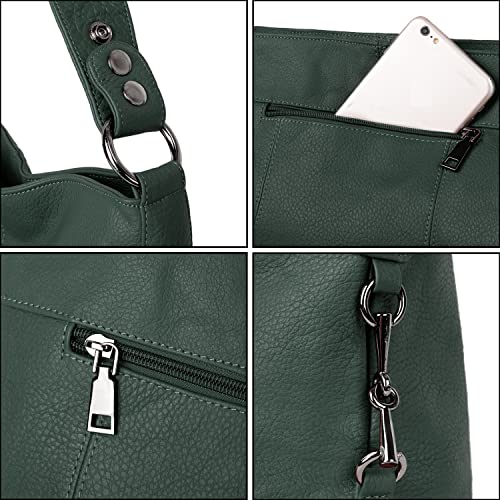 Image of YALUXE Women's Real Leather Shoulder Bags Hobo Handbag Purse Crossbody Bag | Soft Genuine Leather, Convertible, Cross-body Bag, Multiple Pockets, Large Capacity, Medium Size