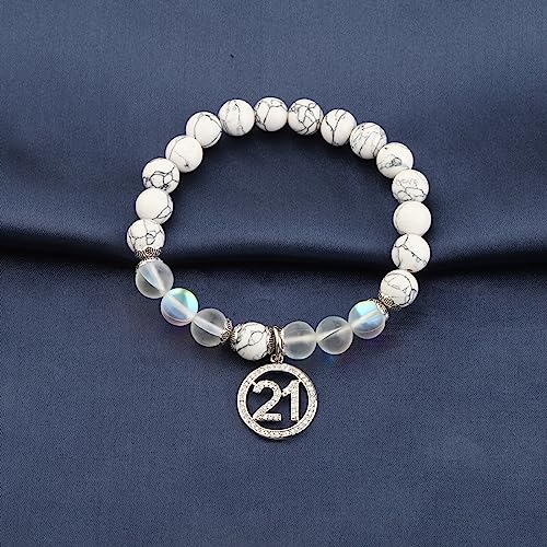 Image of FUSTMW 21st Birthday Bracelet Gift Happy 21st Birthday Gifts for Her 21 Years Old Jewelry Inspirational Gifts (21st bracelet)