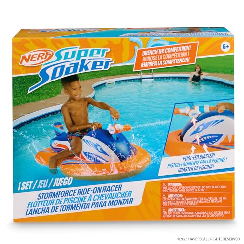 Nerf Super Soaker Stormforce Ride-On Racer – Inflatable Pool Float with Pool-Fed Mega Water Blaster - Image 5