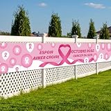 WANDIC Rosa Band-Banner, 50 x 300 cm, Brustkrebs-Bewusstseins-Banner, Polyester, großes Hängeschild für Wohltätigkeitsorganisationen, Veranstaltungsdekorationen, Frauenunterstützung