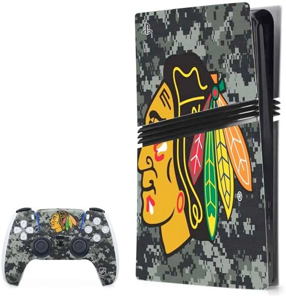 Skinit Decal Gaming Skin Compatible with PS5 Pro Bundle - Officially Licensed NHL Chicago Blackhawks Camo Design
