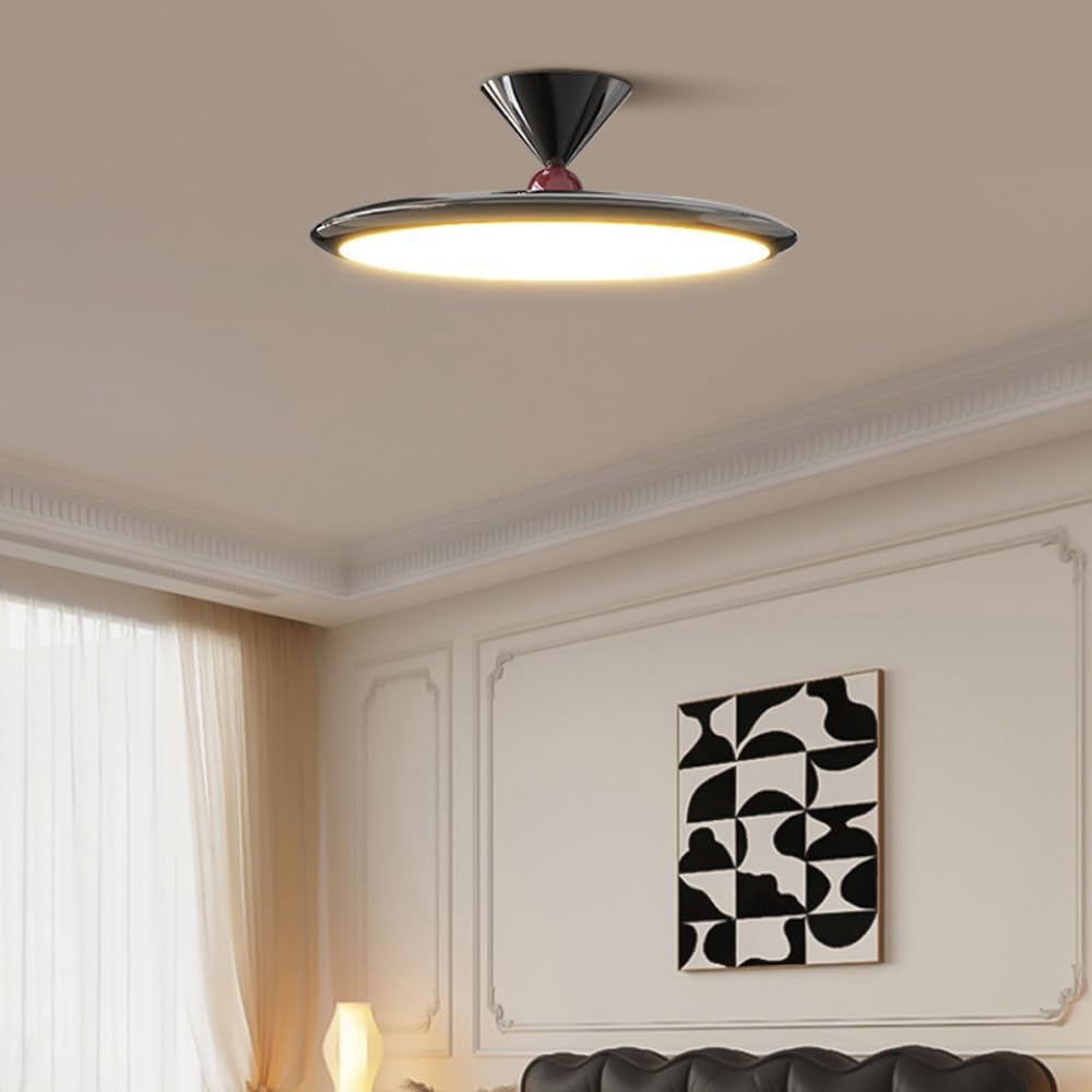 Sufitowa Do Sypialni, Sufitowa Do Wnętrz, Kremowa, Nowoczesna Sufitowa Led Z Akrylowym Kloszem Do Salonu, Jadalni, Korytarza, Okrągła, Metalowa, Sufitowa/Ciemny/40 Cm