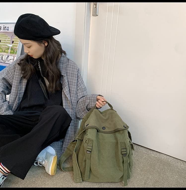 Image of Womens Mens Crossbody Bag Canvas Messenger Bag for School Aesthetic Hobo Bag Vintage Harajuku Hippie Shoulder Bag (Green)