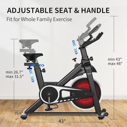 Image of Exercise Bike,Adjustable Resistance Indoor Cycling Bike for Home Exercise - Stationary Bike with Smartphone Holder, LCD Display & Heart Rate Monitor