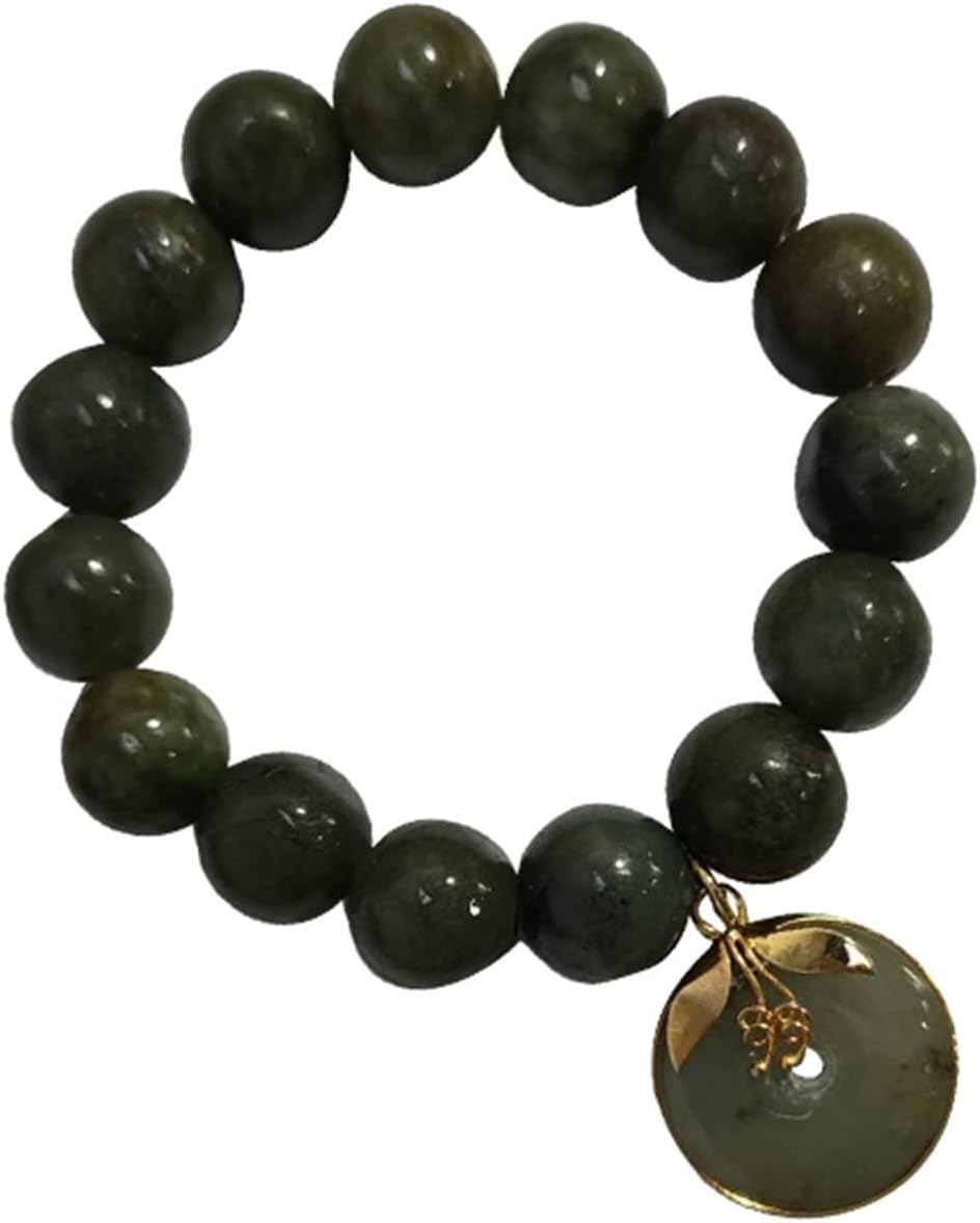 Natural Green Jade Real Jewels Bracelet Jewelry Fashion with Green Round Donut Prosperity for Women Men Charms