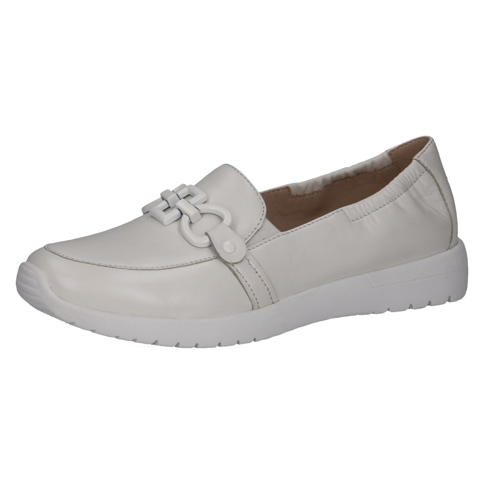 CAPRICE Women's Leather Loafers Comfortable, White (White Softnap.), 5 UK