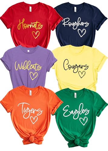 Custom Mascot Shirt Custom School Shirts Team Tshirts School Spirit Teacher Shirt Football Mom Personalized Baseball Softball Team Mascot T-Shirt