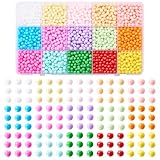 Beadthoven - 2400 cuentas de cristal de 4 mm para hacer joyas, 15 colores, cuentas redondas de poni para manualidades, a granel, opacas, pastel, pequeñas, espaciadoras para pulseras, aretes, collares,