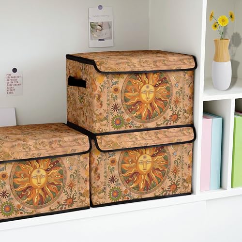 Image of Stackable Clothes Storage Bins with Lids 3 Pack | Closet Organizers Fabric Box for Home and Office,Blanket Clothes Organizers,Under Bed Storage Containers