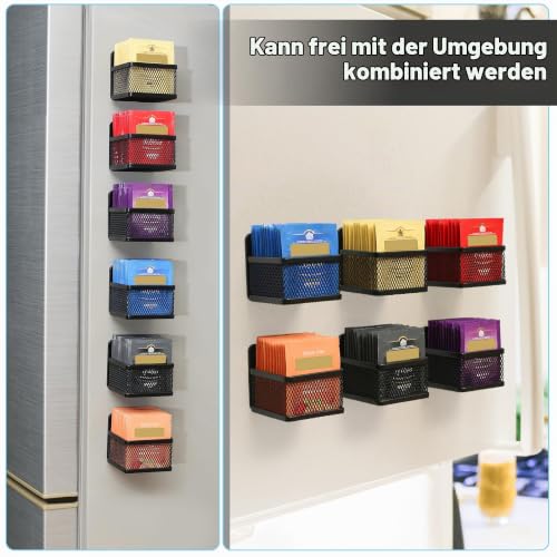 NatldGs Magnetischer Teebeutelorganizer, 6-teiliges Tee-Organizer aus Metall und Aufbewahrung für Kühlschrank, Theke oder Küchenregal… – Ansicht 5