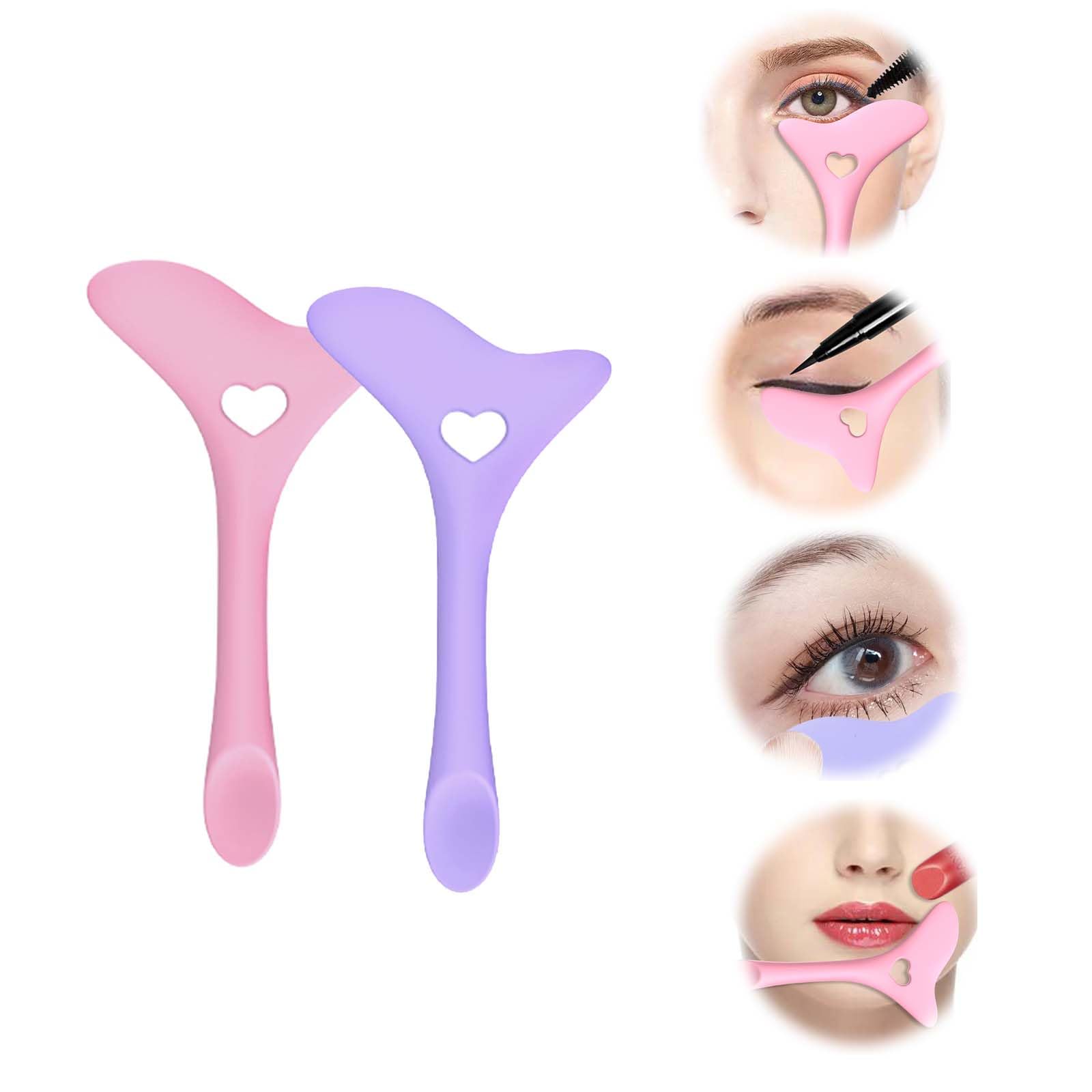 SVOCK 2PCS Plantilla Eyeliner, Silicona Plantilla Delineador de Ojos, Plantilla Eyeliner Multifunción, Herramienta de Maquillaje Ojos Rápida para Principiantes y Profesionales (Rosado y Morado)