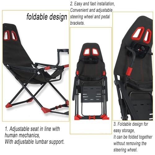 Cabina di Guida Pieghevole per simulatore di Guida con Supporto per Volante Regolabile e Sedile da Corsa ergonomico, Perfetto per Un'Esperienza di Guida realistica