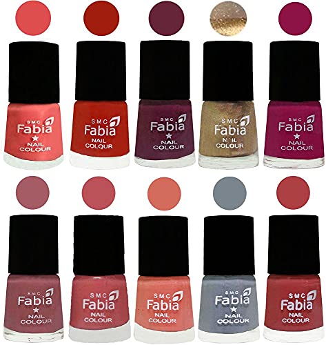 Image of ALL IN ONE (PACK OF 10), Long Lasting Glossy Nail Polish, 6 ml Each, All Vibrant Colours,01810