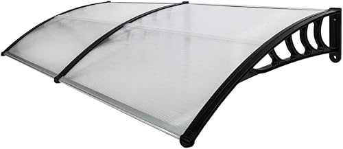 Simply-Me Toldo de policarbonato para ventana de puerta, de 40 x 80 pulgadas, para puerta delantera, toldo para patio al aire libre, protección UV,