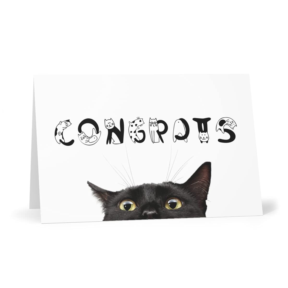 Congrats Card with Black Cat Peeking - Achievement and Well Done Greeting