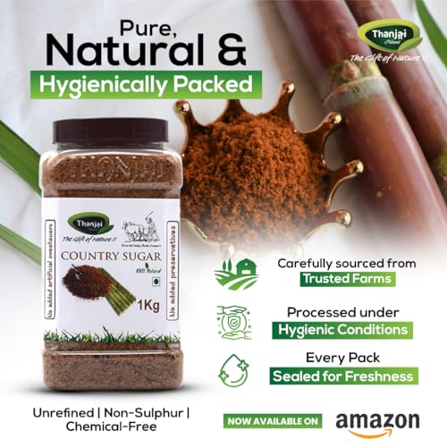 Image of Thanjai Natural 3kg Jar Sugarcane Jaggery Powder /Country Brown Sugar /Naatu Sakkarai -100% Natural (3kg Jar)