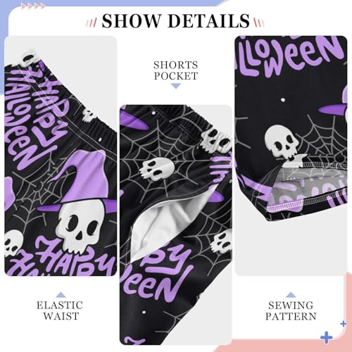 ZZXXB Skull Cobweb Boys Long Pants Soft Trousers Elastic Waist Kids Lounge Bottoms with Pockets S-XL4