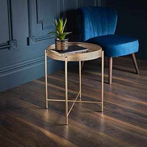 AJ Gold Tray Table Side Coffee END Tea Table Stunning Gold Colour Living Bed Room Cover