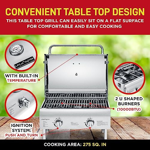 Portable-Stainless-Steel-Gas-Grill-2-Burners-Easy-Clean-Tabletop-BBQ-Propane-Gas-Grill-with-Foldable-Legs-and-Wind-Proof-Lid-for-Camping-and-Outdoor-Silver