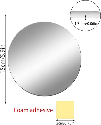 Miniatura 2 de DARENYI 4 piezas de azulejos redondos de vidrio, calcomanías autoadhesivas de 6 pulgadas, hoja circular pequeña para manualidades de bricolaje,