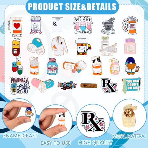 Image of Kenning 100 Pcs Pharmacy Enamel Lapel Pins Bulk for Pharmacy Week Gifts