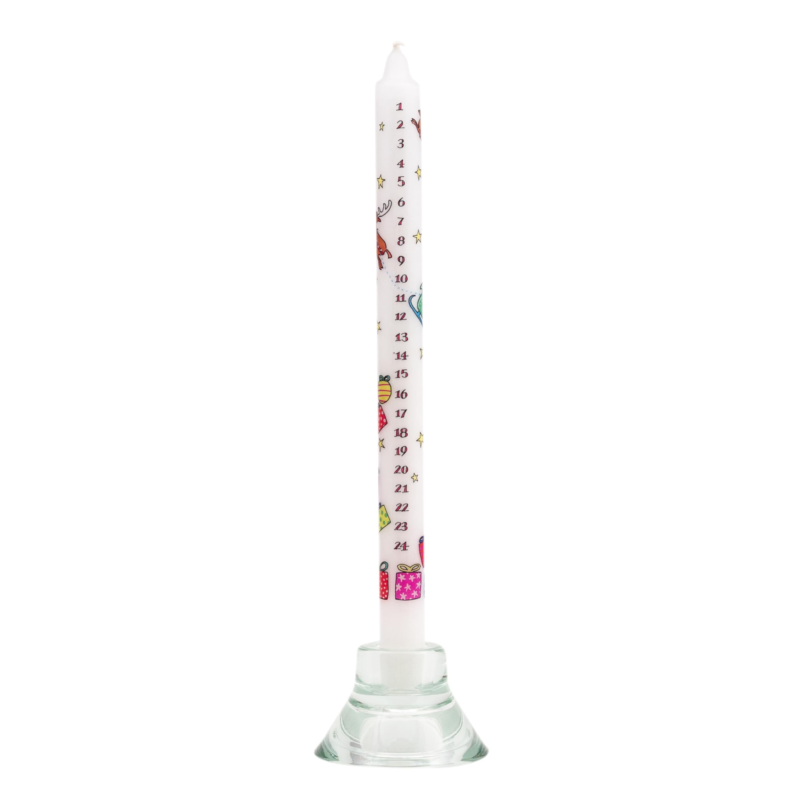 Santa’s Sleigh Advent Taper Candle – Unscented Wax Christmas Countdown Candle, 10hr Burn Time, Festive Design, Handmade in England – Table Centrepiece