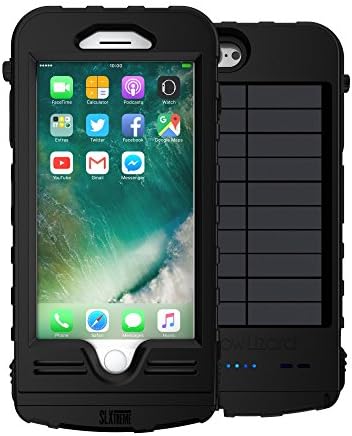 SnowLizard SLXtreme iPhone 8 Plus Case. Solar Powered, Rugged and Waterproof with a Built in Battery - Night Black. Also Works with iPhone 7 Plus.