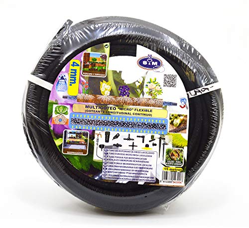 S&M 543906 Mikroporöser Schlauch für Tropfbewässerung, 4/6 mm x 15 m, Schwarz