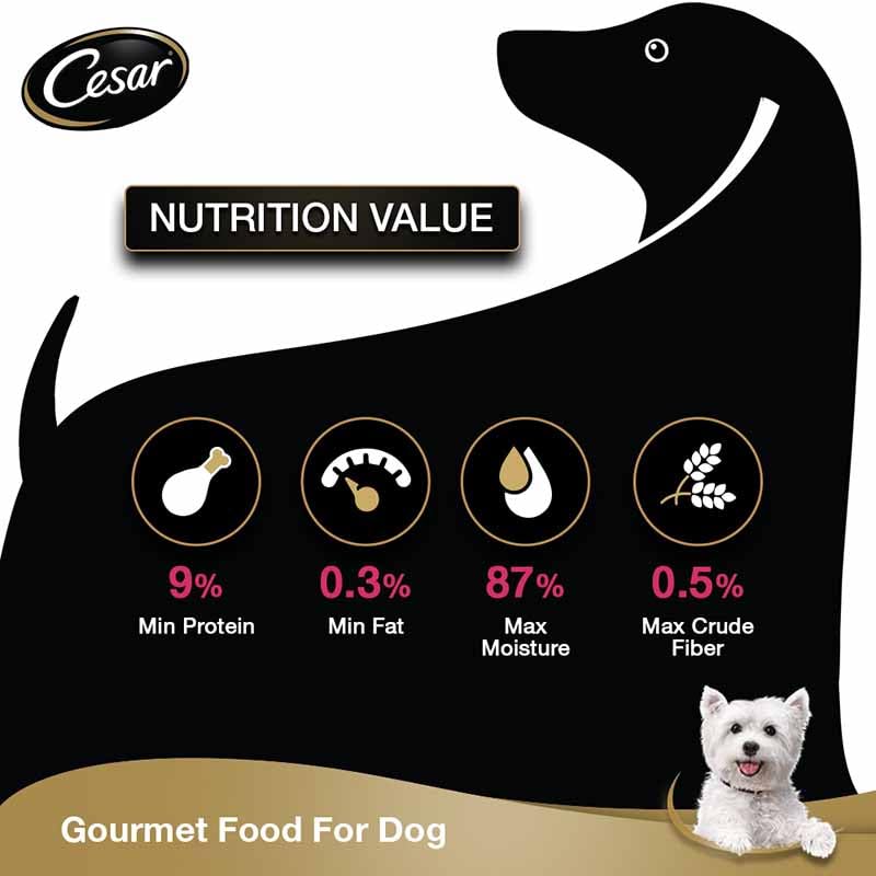 Image of Cesar Premium Adult Wet Dog Food (Gourmet Meal), Sasami & Vegetables, 16 Pouches (16 x 70g)