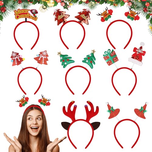 Powmag 8 Stück Haarreifen Weihnachten, Weihnachtshaarreifen...