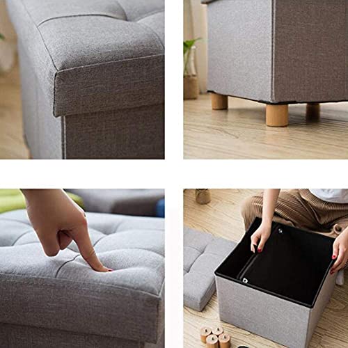 Pouf coffre gris 38x38x35 cm avec rangement et fonction table basse - 6