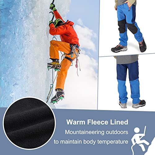 Linlon Kids Boys Girls Fleece Lined Waterproof Hiking Pants Outdoor Soft Shell Snow Insulated Cargo Pants, Sky Blue Xl #TOP4
