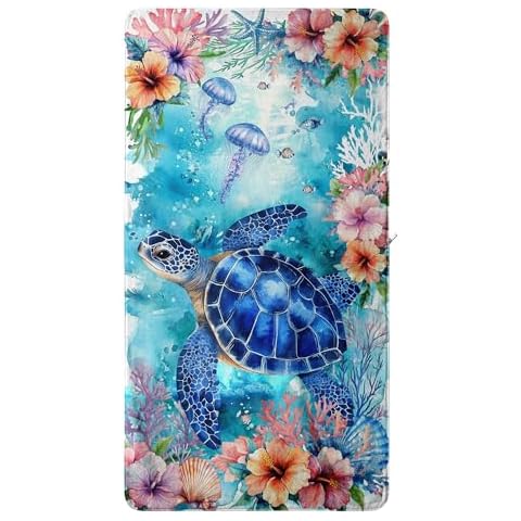 GAIIIIYOU Sea Turtle Painting Bath Towel Blue Ocean Coral Large Shower Towels Soft Absorbent Towel for Bathroom Gym Cover
