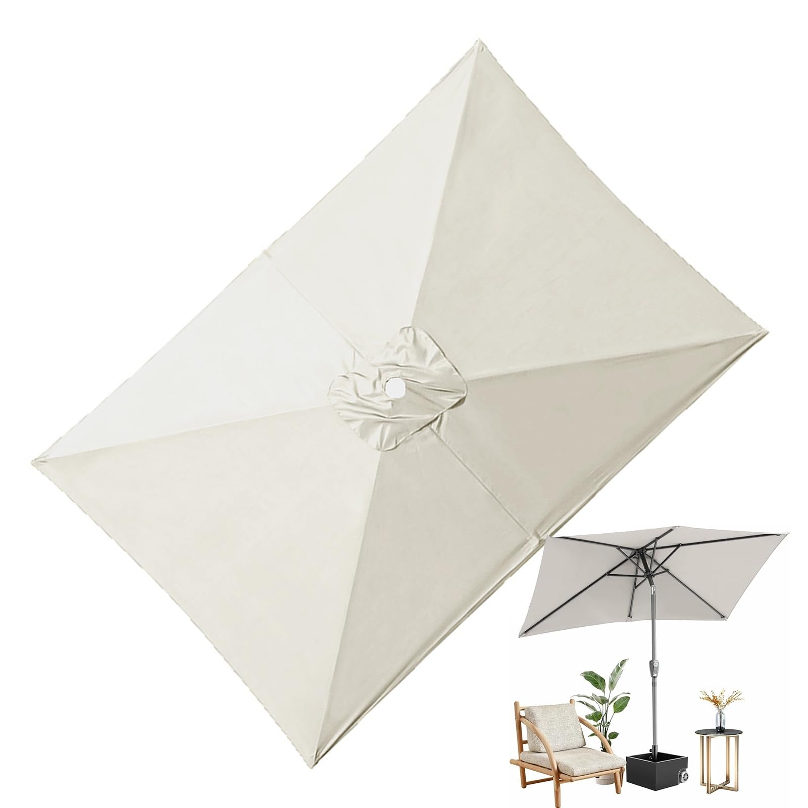 Toldo de repuesto para sombrilla de playa y jardín de 6 brazos de 200x300 cm